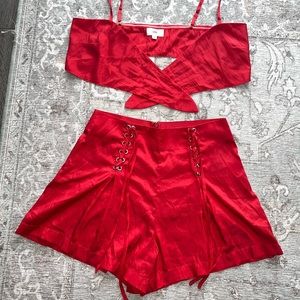 LPA red short set
